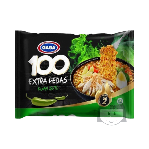 Gaga 100 Mie Extra Pedas Kuah Soto 75 gr Exp. 17-12-2025