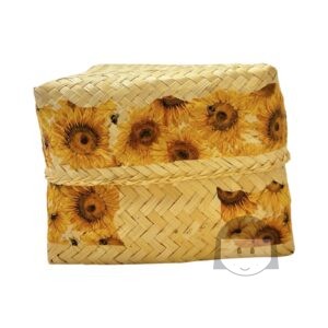 KiosKana Keben Anyaman Bambu Kotak Bunga Matahari Kuning 20 cm