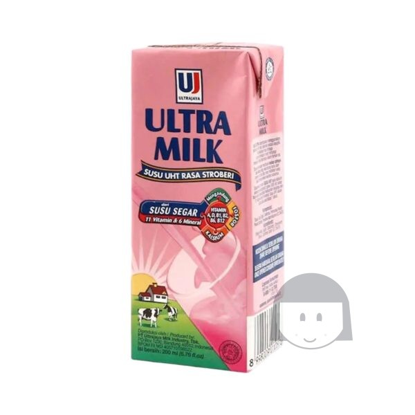 Ultrajaya Ultra Milk Rasa Stroberi 200 ml Exp. 17-10-2025
