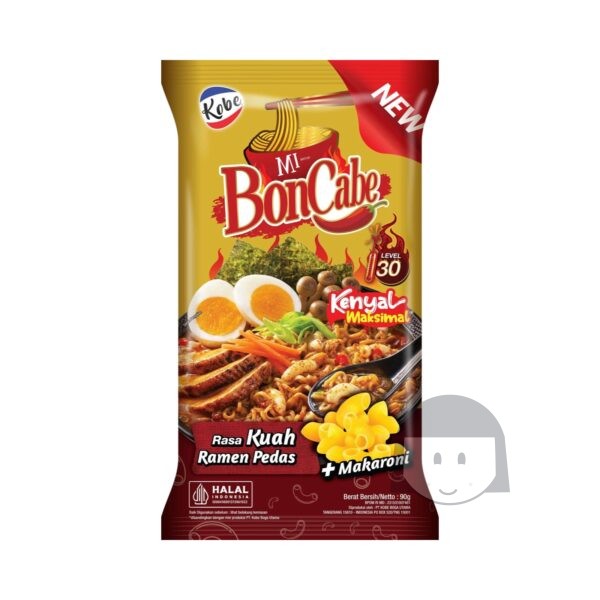 Kobe Mi Instan Boncabe Rasa Kuah Ramen Pedas + Makaroni Level 30 90 gr Exp. 08-06-2025