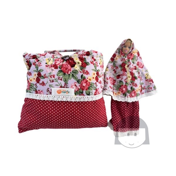 Preloved Nea Orange Mukena Anak Merah 3 - 6 tahun Bonus Boneka Barbie